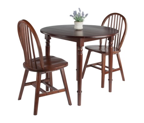 Sorella 3-pc Set Round Drop Leaf Table, Walnut