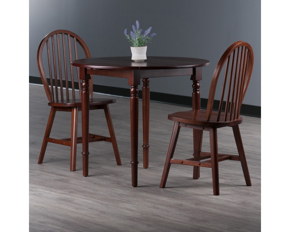 Sorella 3-pc Set Round Drop Leaf Table, Walnut