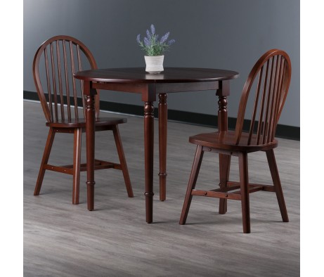 Sorella 3-pc Set Round Drop Leaf Table, Walnut