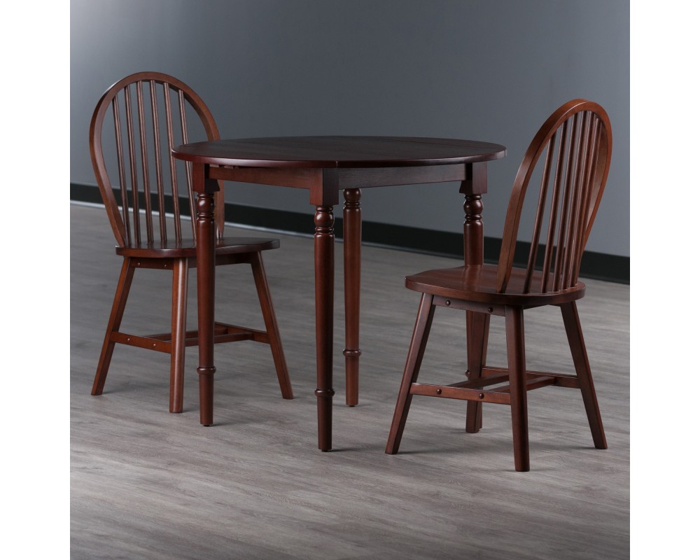 Sorella 3-pc Set Round Drop Leaf Table, Walnut