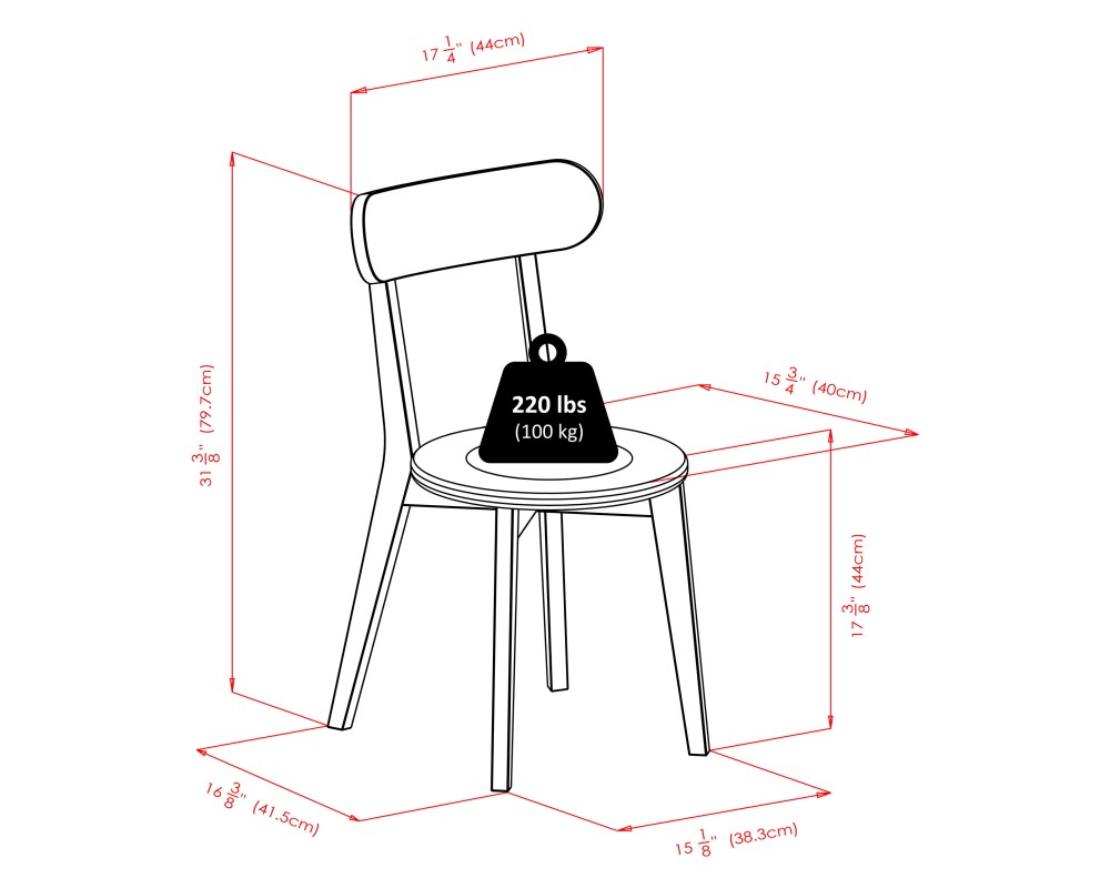 Lexa Dining Table with Splayed Legs, Walnut Finish with 2 Pauline Dining Chairs
