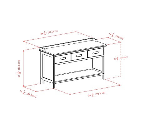 Adriana Storage Bench with 3 Drawers, 3 Fabric Baskets, 38 Wide, 22 High, Walnut and Beige