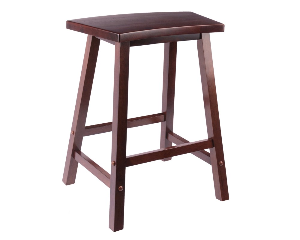 Katashi Fan-Shape Extra-Wide Counter Stool with Footrest, 24' High, 20' Wide, Walnut