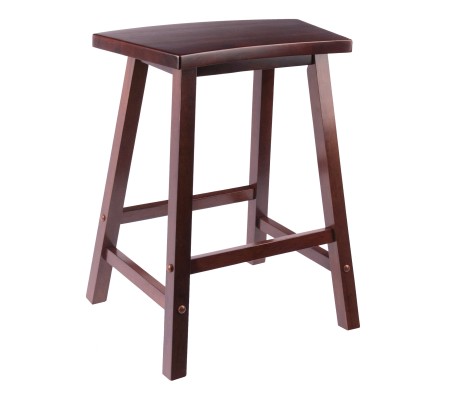 Katashi Fan-Shape Extra-Wide Counter Stool with Footrest, 24' High, 20' Wide, Walnut