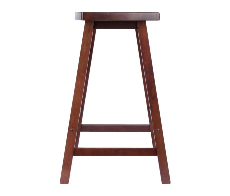 Katashi Fan-Shape Extra-Wide Counter Stool with Footrest, 24' High, 20' Wide, Walnut