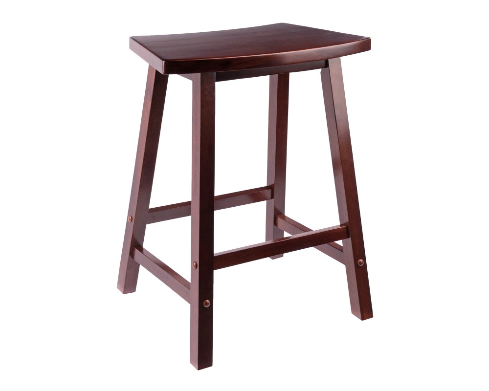 Katashi Fan-Shape Extra-Wide Counter Stool with Footrest, 24' High, 20' Wide, Walnut