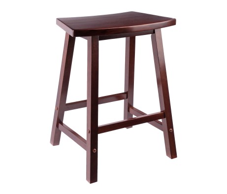 Katashi Fan-Shape Extra-Wide Counter Stool with Footrest, 24' High, 20' Wide, Walnut