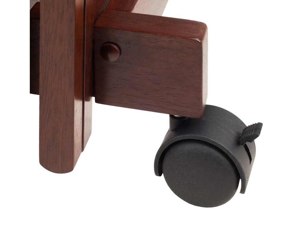 Isabelle Set of 4 Snack Tables with Mobile Stand and Removable Tray, Walnut