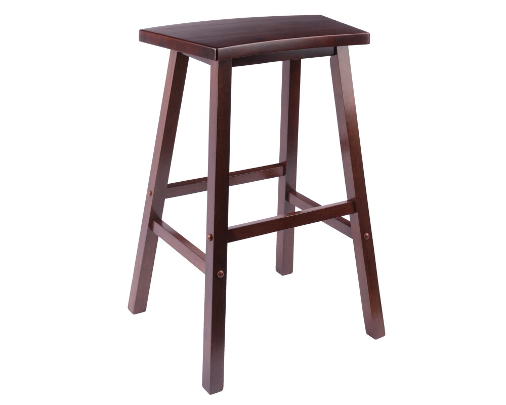 Katashi Fan-Shape Extra-Wide Bar Stool with Footrest, 29' High, 20' Wide, Walnut