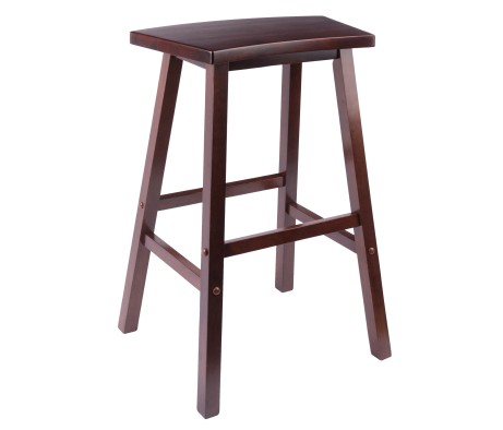 Katashi Fan-Shape Extra-Wide Bar Stool with Footrest, 29' High, 20' Wide, Walnut