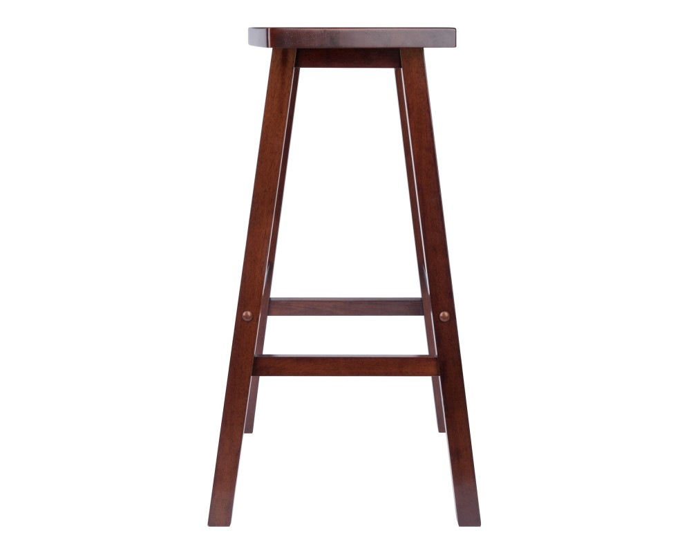 Katashi Fan-Shape Extra-Wide Bar Stool with Footrest, 29' High, 20' Wide, Walnut