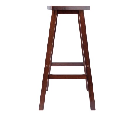 Katashi Fan-Shape Extra-Wide Bar Stool with Footrest, 29' High, 20' Wide, Walnut