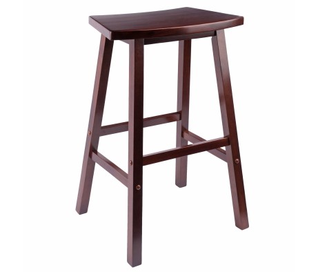 Katashi Fan-Shape Extra-Wide Bar Stool with Footrest, 29' High, 20' Wide, Walnut