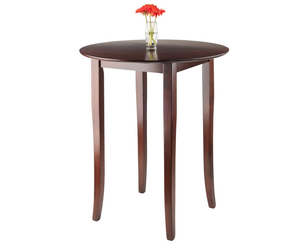 Fiona High Round Dining Table, 39' High, 34' Wide, Walnut