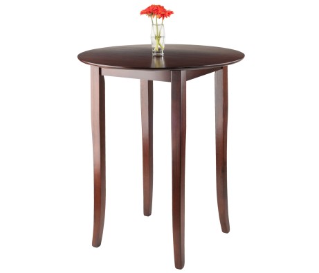 Fiona High Round Dining Table, 39' High, 34' Wide, Walnut