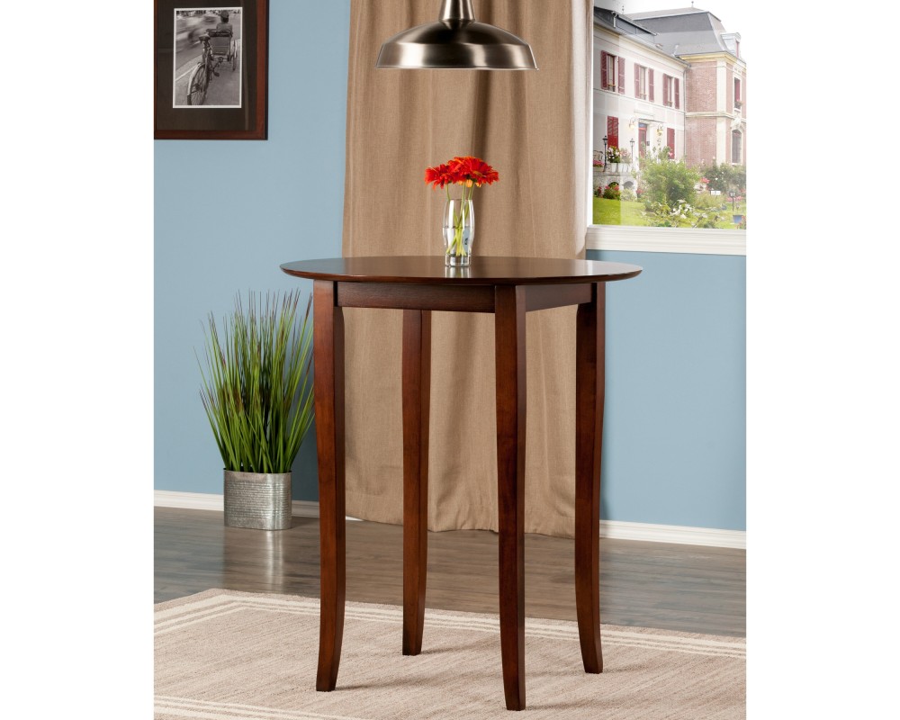 Fiona High Round Dining Table, 39' High, 34' Wide, Walnut