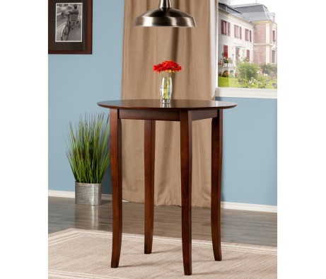 Fiona High Round Dining Table, 39' High, 34' Wide, Walnut