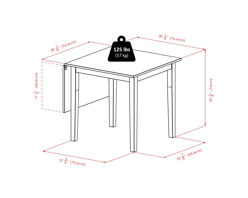 Perrone 3-Pc Drop Leaf Dining Table with 2 Slat Back Chairs, Walnut