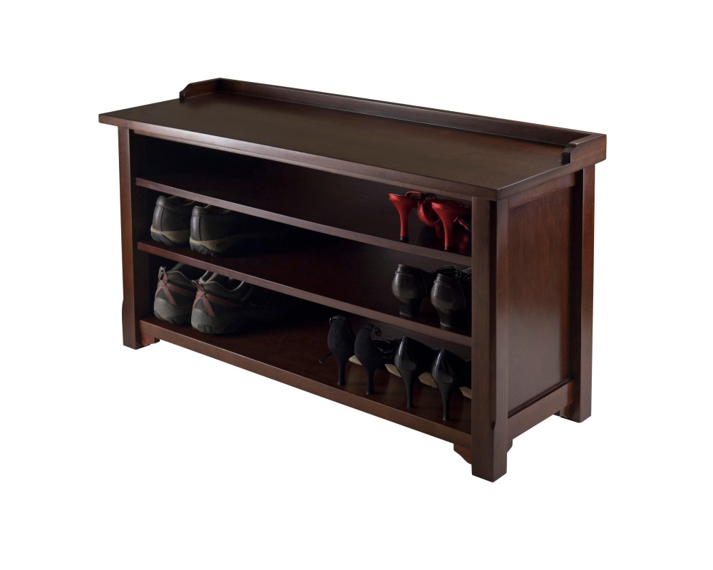 Dayton Shoe Storage Bench, 40 Wide, 22 High, Walnut