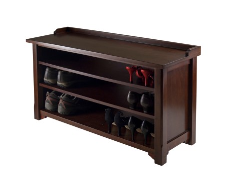 Dayton Shoe Storage Bench, 40 Wide, 22 High, Walnut