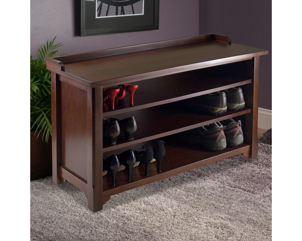 Dayton Shoe Storage Bench, 40 Wide, 22 High, Walnut
