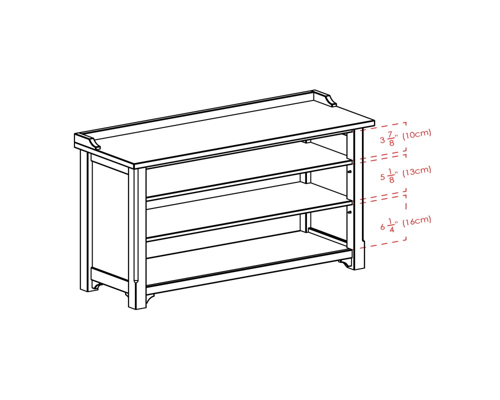 Dayton Shoe Storage Bench, 40 Wide, 22 High, Walnut