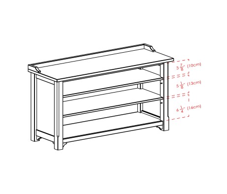 Dayton Shoe Storage Bench, 40 Wide, 22 High, Walnut