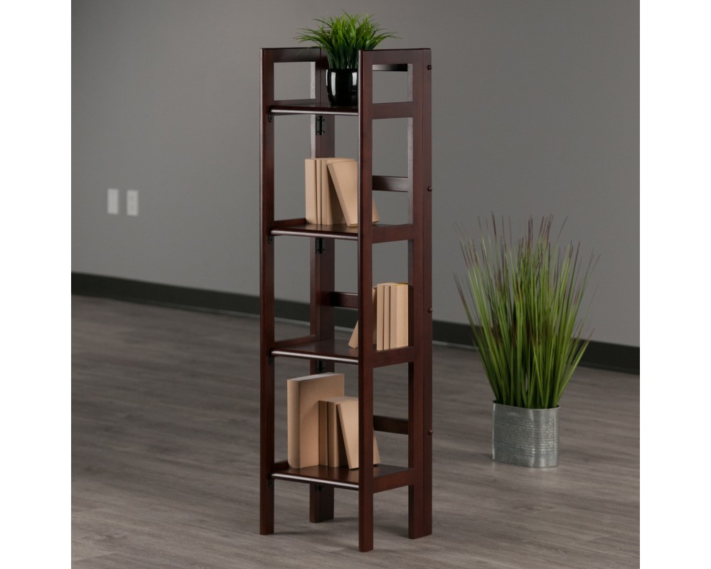 Terry 4-Tier Foldable Shelf, Narrow, Walnut