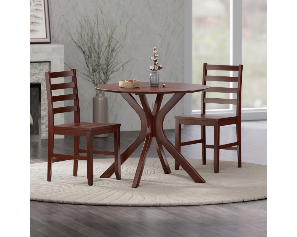 Lexa Dining Table with Splayed Legs, Walnut Finish with 2 Hamilton Dining Chairs
