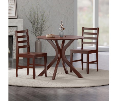 Lexa Dining Table with Splayed Legs, Walnut Finish with 2 Hamilton Dining Chairs