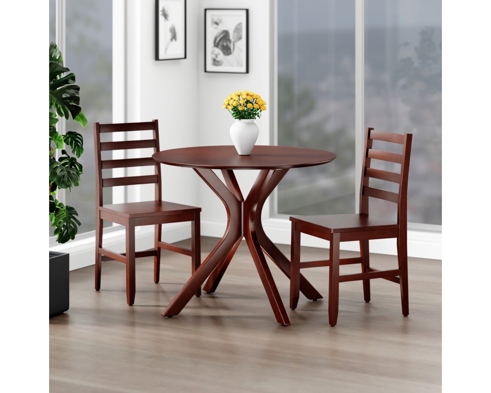 Lexa Dining Table with Splayed Legs, Walnut Finish with 2 Hamilton Dining Chairs