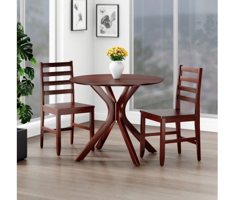 Lexa Dining Table with Splayed Legs, Walnut Finish with 2 Hamilton Dining Chairs