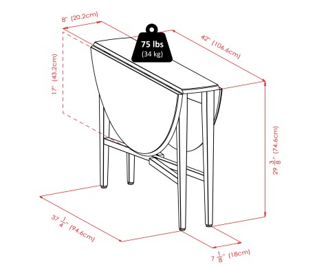 Hannah 3-Pc Double Drop Leaf Table Set with 2 Windsor Chairs Walnut Finish