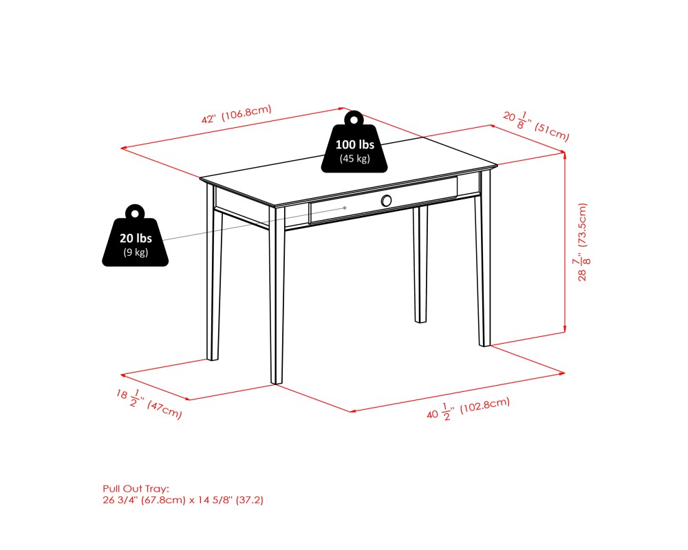 Studio Computer Desk, 29' Tall, 42' Wide, Honey