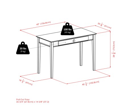 Studio Computer Desk, 29' Tall, 42' Wide, Honey
