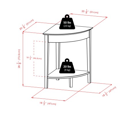Studio Corner Table, 29' High, 20' Wide, Honey