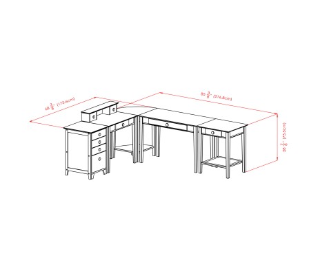 Studio 5-Pc Home Office Set, With Computer Desk, Writing Desk, Corner Table, End Table, File Cabinet